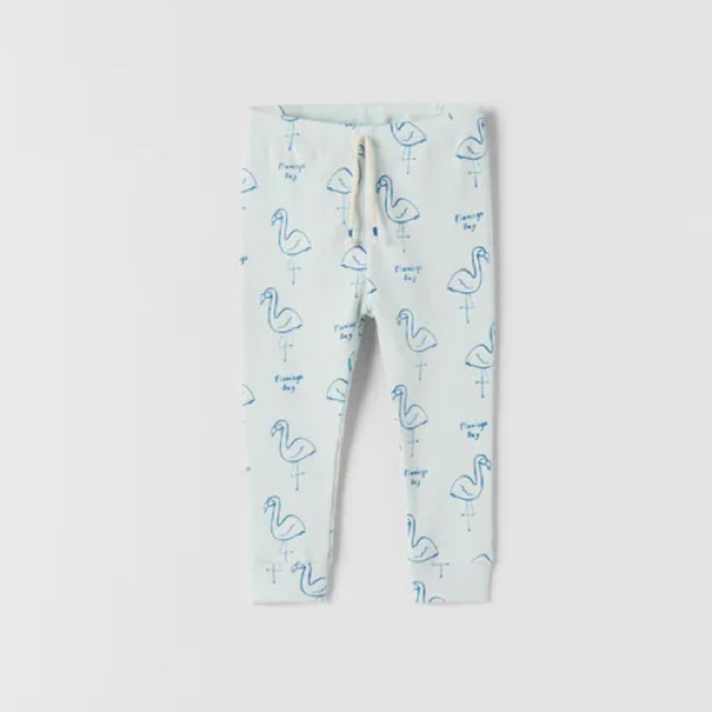 NWT Zara blue flamingo ribbed leggings  Size 18-24m, and 4-5 available